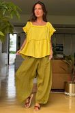 Made in Italy Sandbar Linen Blend Square Neck Smock Bamboo